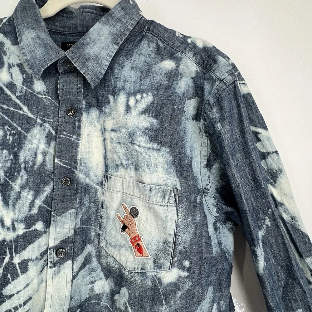 Banana Republic‎ Denim Button Shirt X Rolling Sones Embroidery Size XL